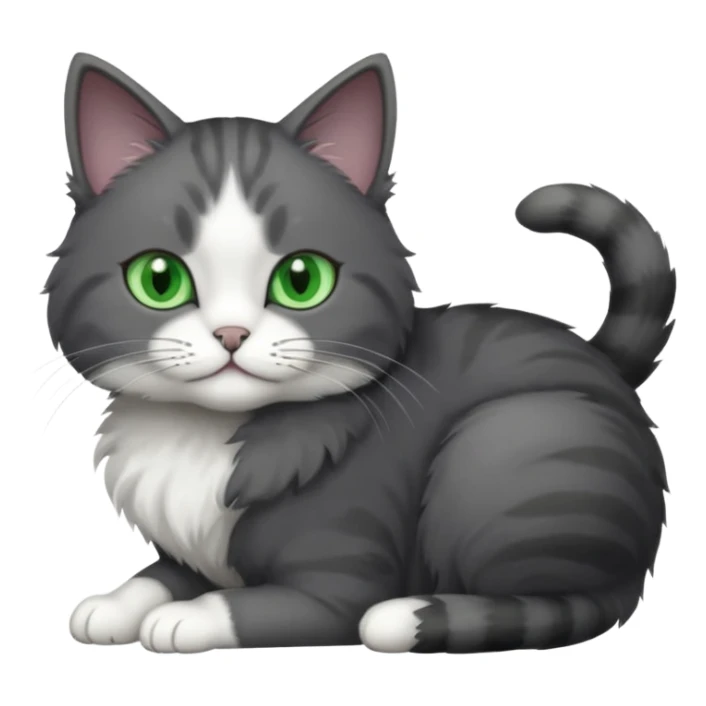 one dark grey and white cat and one completely solid dark grey cat with green eyes and white paws sticker