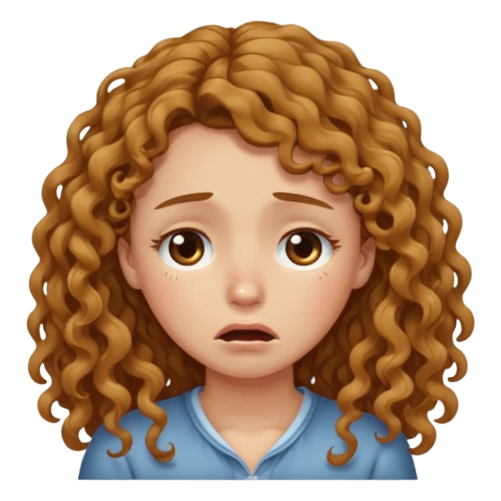 long light brown curly hair girl bawling  sticker