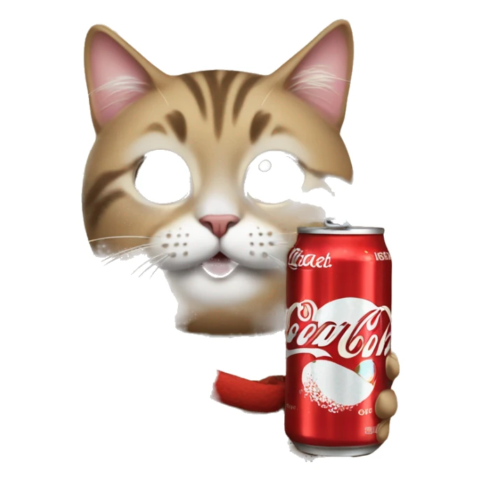Cat emoji holding a coke sticker