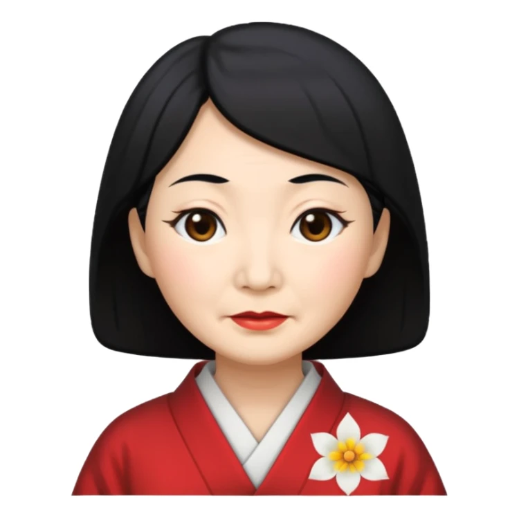 old japanese women with black hair sticker