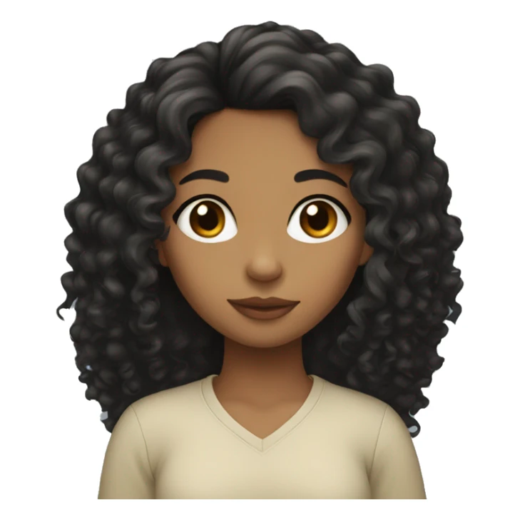 mixed girl with long black curly hair  sticker