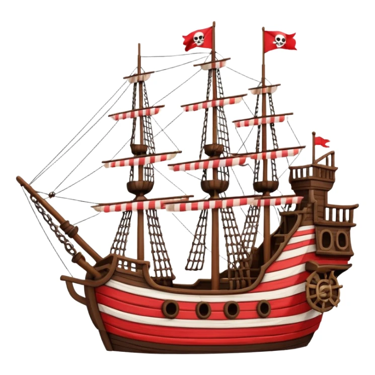 red and white lines pirate ships sticker