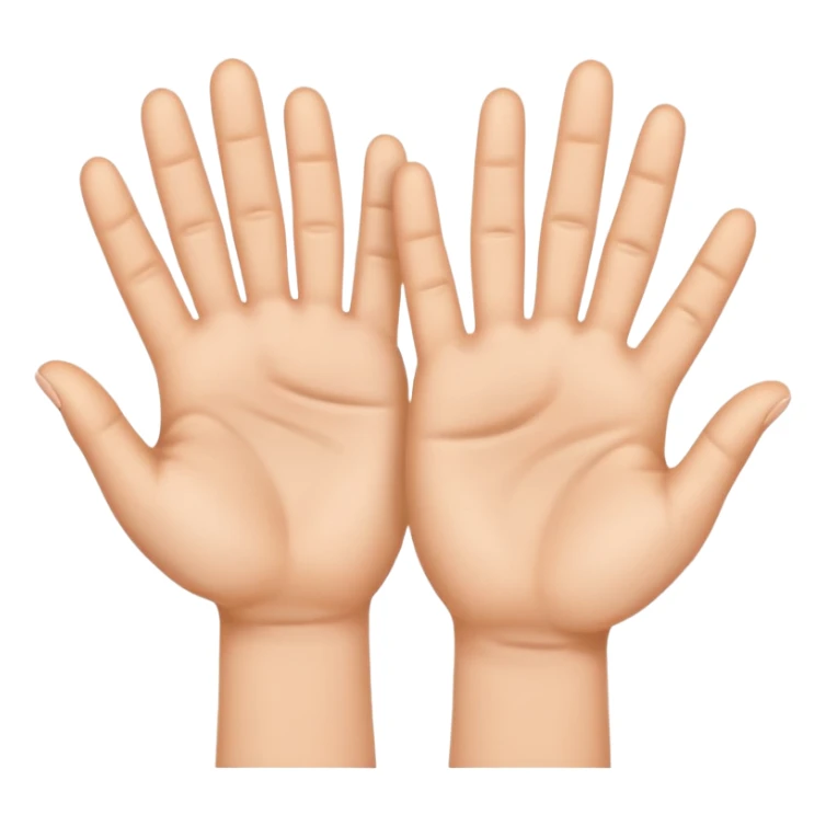 create emoji, 3 hands, 2 with 5 fingers extended, one with 4 fingers sticker