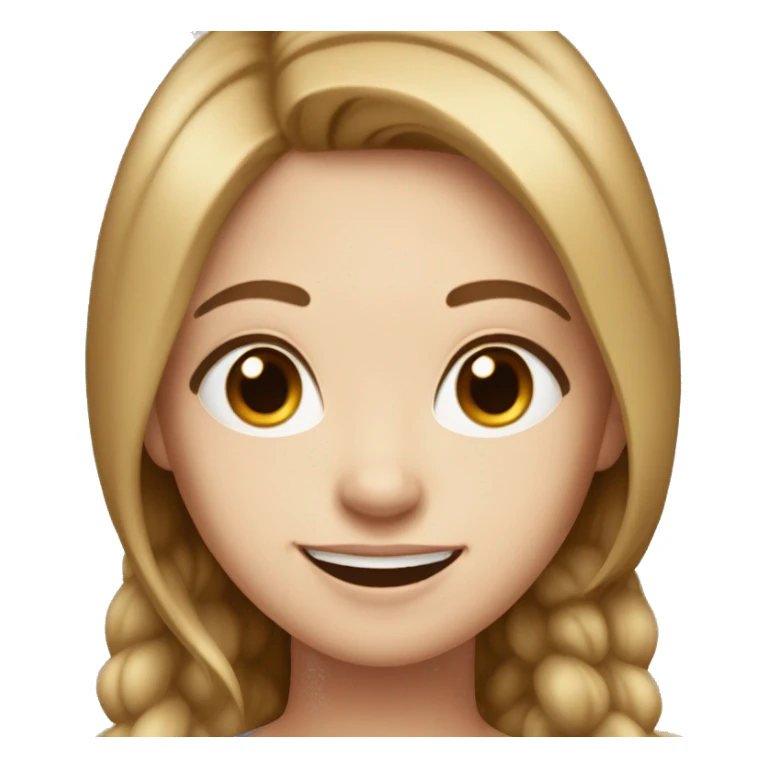 White girl smiling with light brown hair parted down the middle  sticker