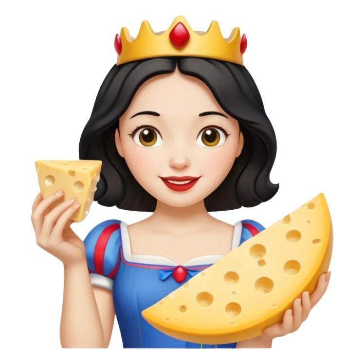 happy Snow White holding wedge of cheese sticker