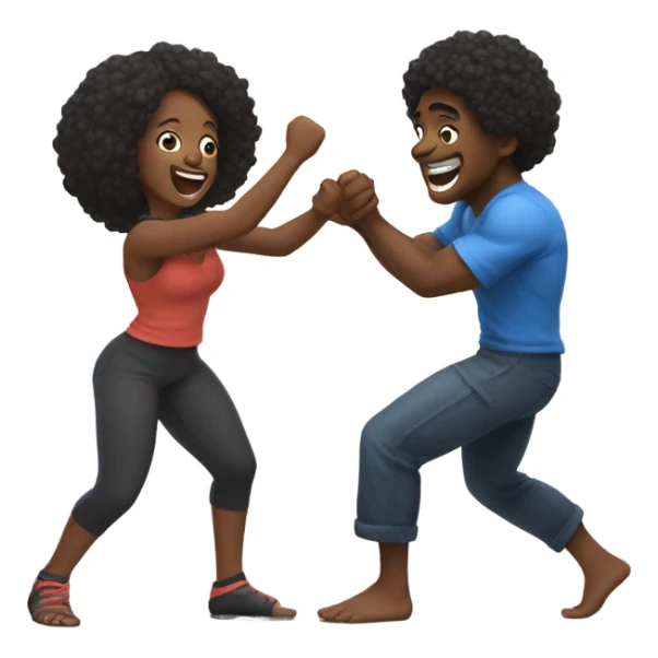 Black man play fighting black girl  sticker