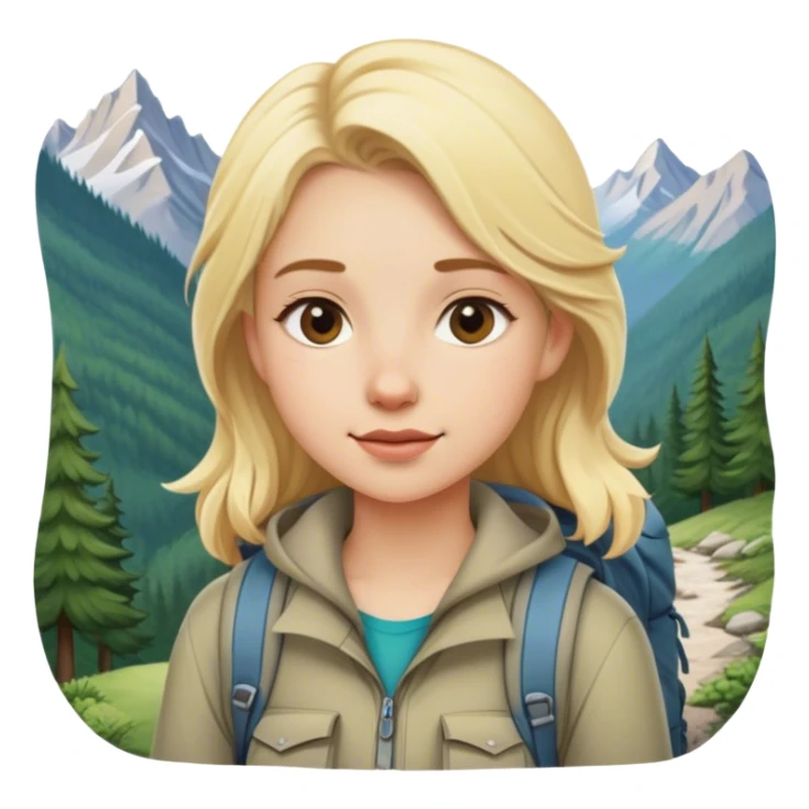 blonde backpacking girl in the mountains sticker