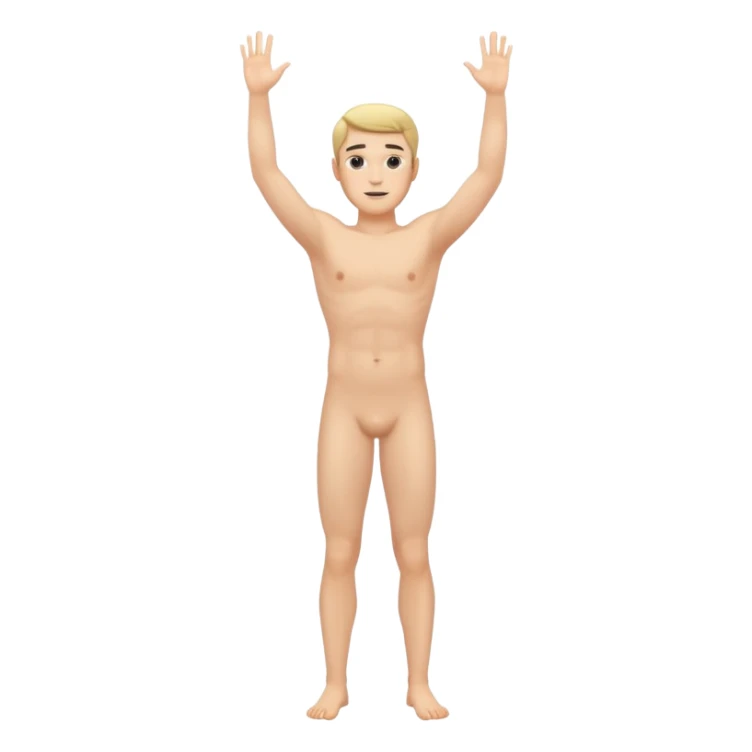 fullbody naked fit nude man hands up sticker