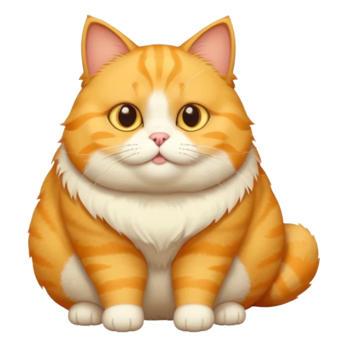 cute yellow fat cat whole body sticker