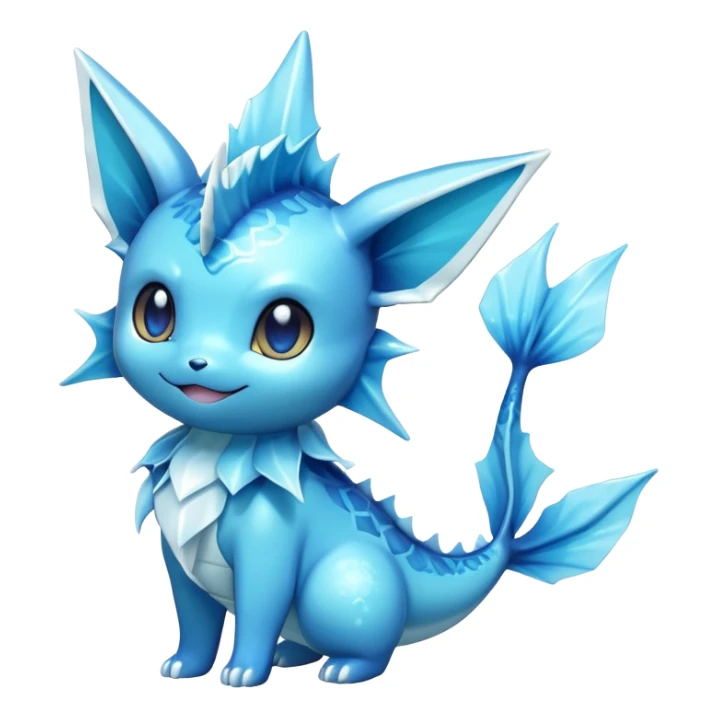 Kawaii Vaporeon water type Pokémon, full body sticker