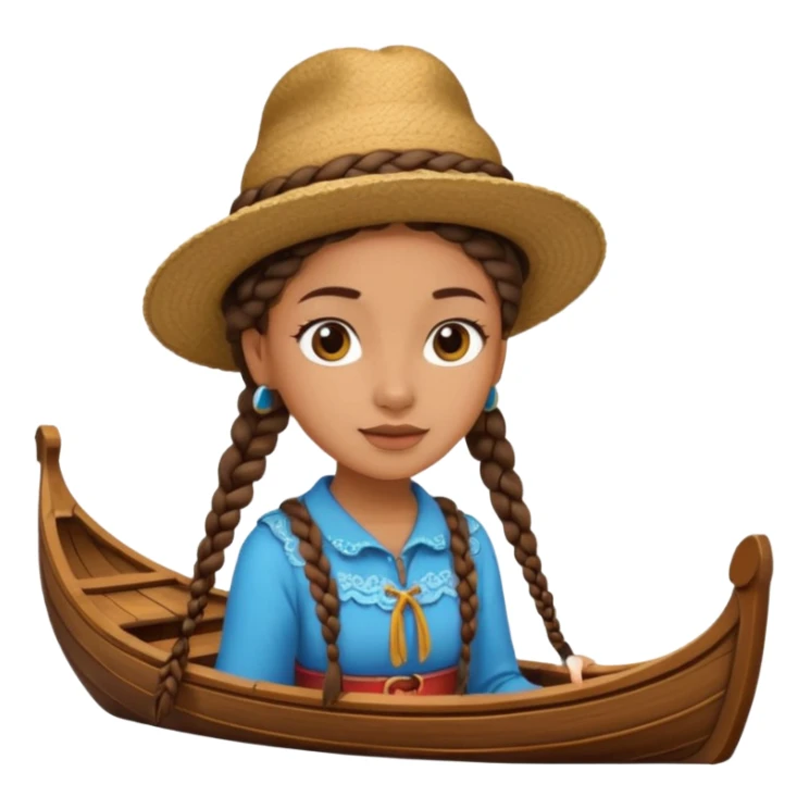 venice gondolier girl with braids, hat top flat sticker