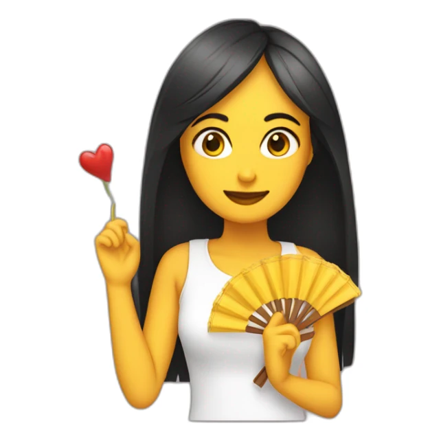 chica con abanico en la mano sticker