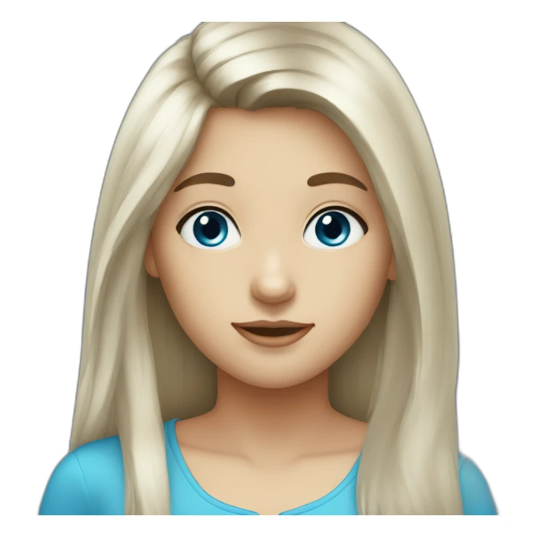 Dark brown long hair bangs girl with blue eyes sticker