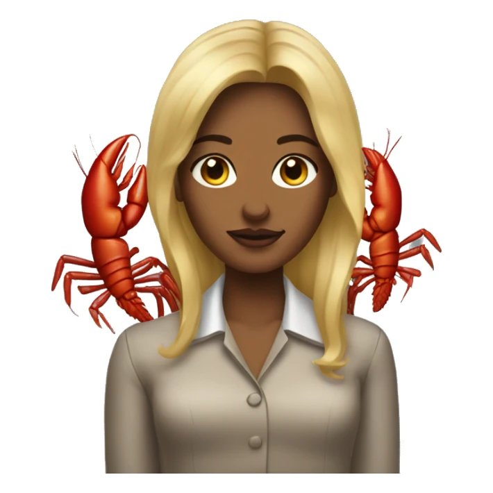 Woman with dirty blonde hair face on a crawfish sticker