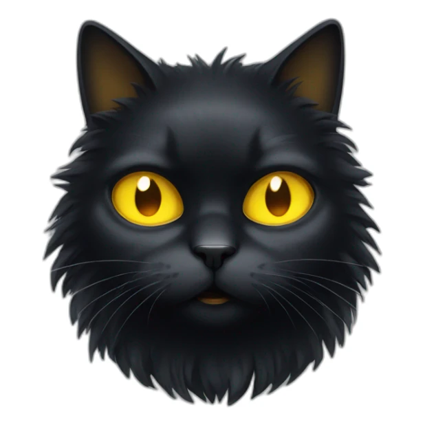 fluffy black cat with yellow eyes and angry face sticker