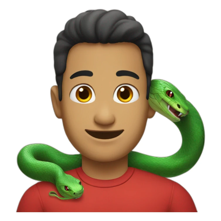 snake with black hair on the head and wearing a red shirt sticker