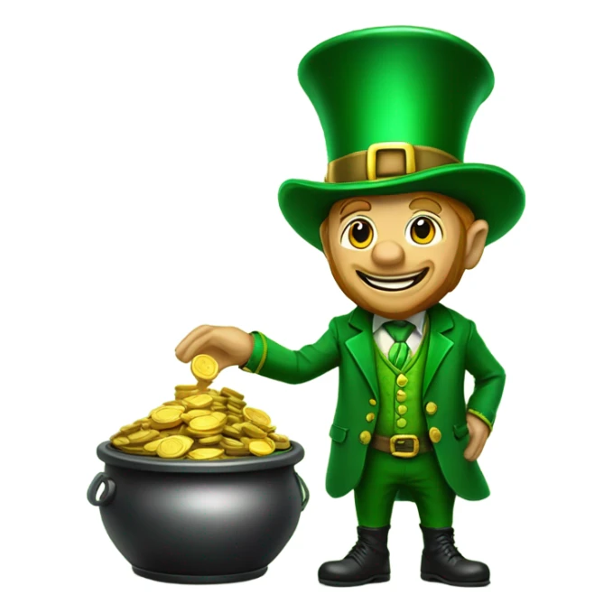 Leprechaun with pot of gold sticker