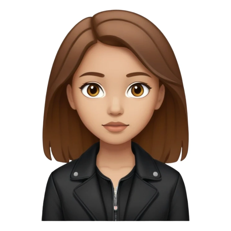 Light-skinned girl with brown hair wearing black jacket sticker