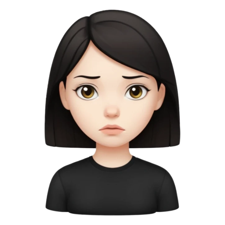 A dark-haired girl with a disapproving expression on her face sticker