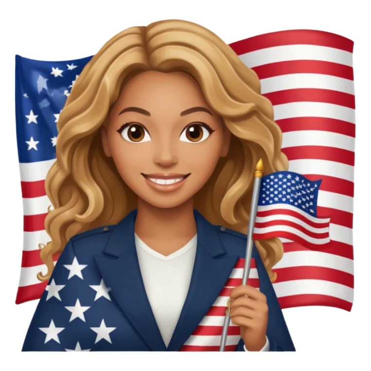 Beyonce with holding an american flag sticker