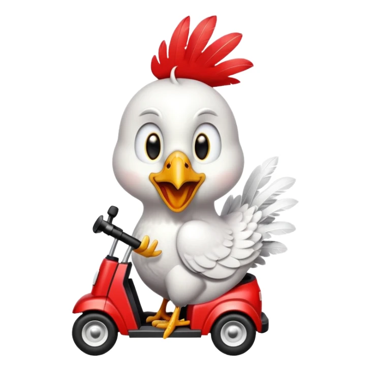 Chicken singing happy birthday riding a golf cart sticker