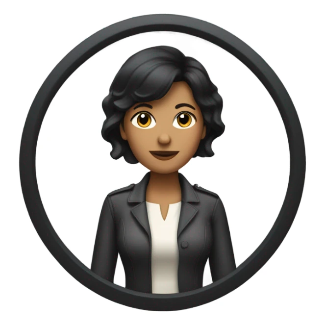 a woman with short black hair driving a car sticker