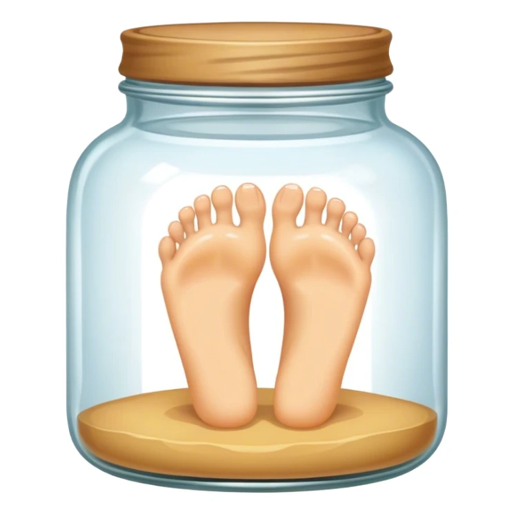 Feet in the middle of the jar sticker