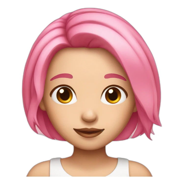Cute girl with pink medium length hair sticker