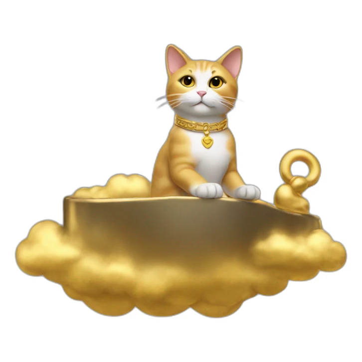 cat secretary sitting on top of the gold cloud sticker
