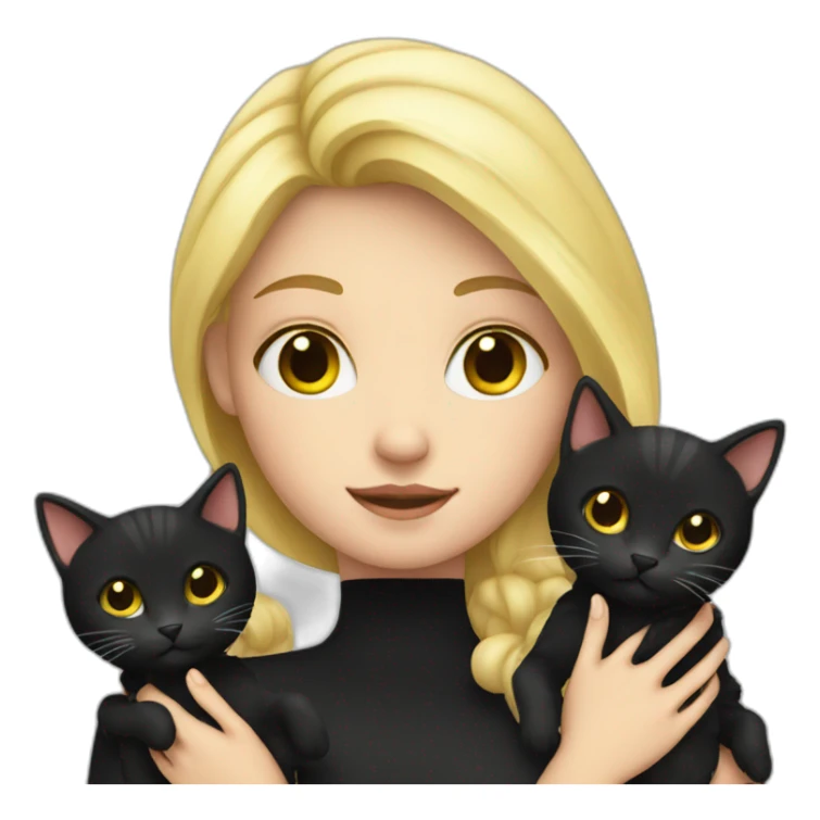 Blond girl with black cat on hands sticker