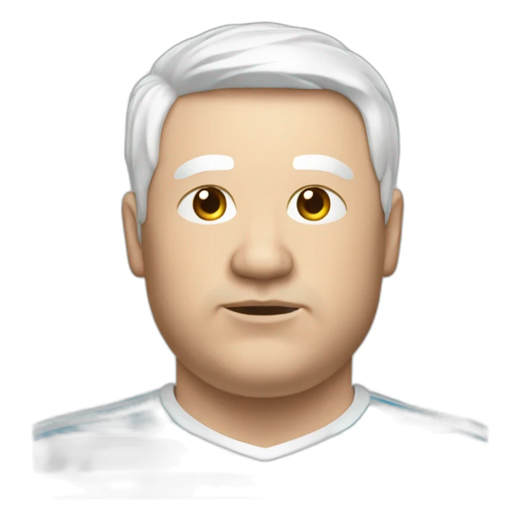 fat white man. short hair. Argentina soccer shirt sticker