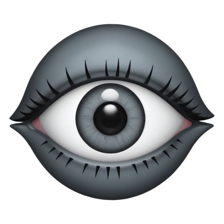 Minimal emoji, gothic futuristic eye, cold grey sclera, the pupil is fully replaced by a solid black number 8 eight, occult cyber aesthetic, sharp clean lines, flat emoji design, centered, transparent background sticker
