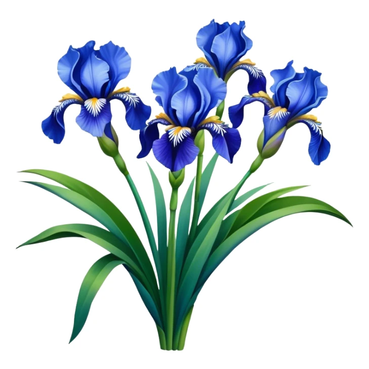 big bouquet Sky Blue Iris, luxuriant, leaf, bud sticker
