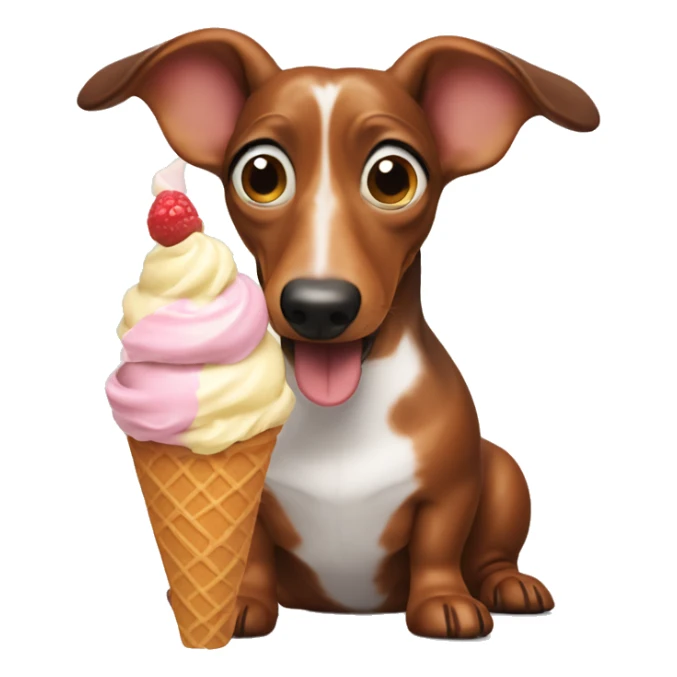 wiener dog eating ice cream sticker