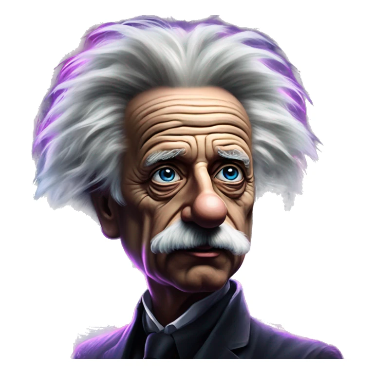 Synthwave Einstein in bladerunner style, oil paint, epic eyes, intricate lips, exquisite pose, beautiful, desirable, logical sticker