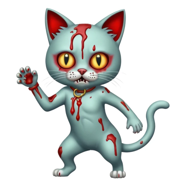 bloody  zombie cat full body with action pose sticker