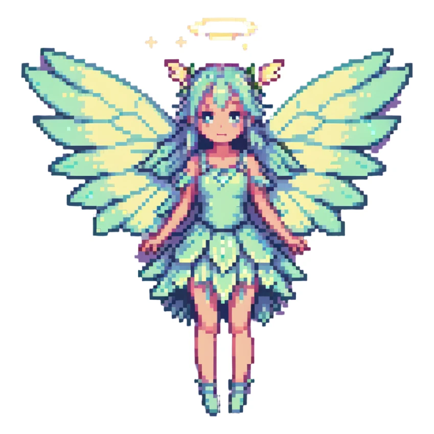 fairy with glowing wings, pastel palette sticker