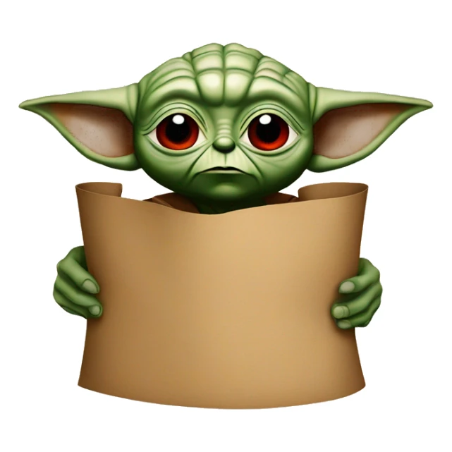 Red eye yoda holding a rolled up brown paper with grass in it sticker