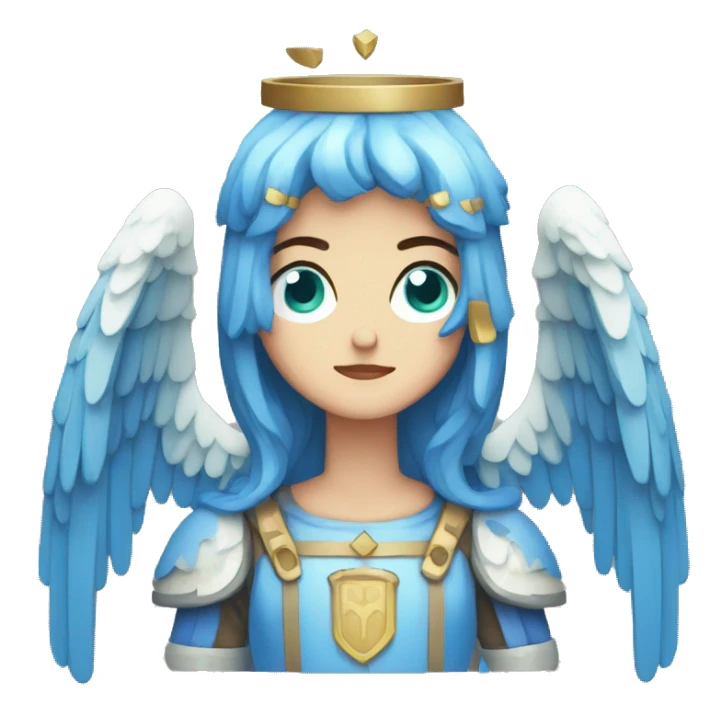 Pixel art of a medieval angel, blue face sticker
