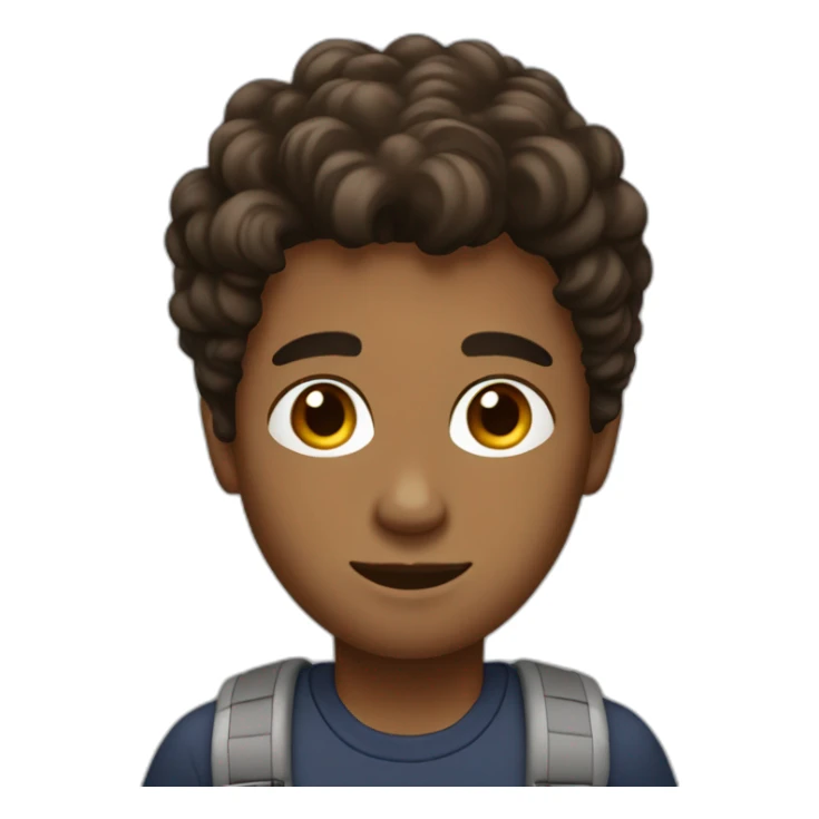 create a young man with brown skin, dark eyes; hair to the side, holding a notebook sticker