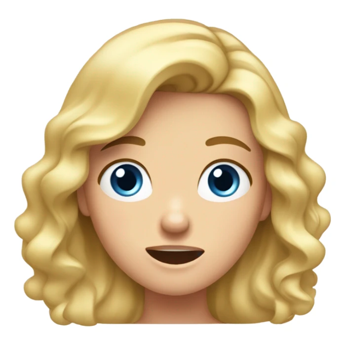 Girl with wavy blonde hair and blue eyes slapping her face sticker
