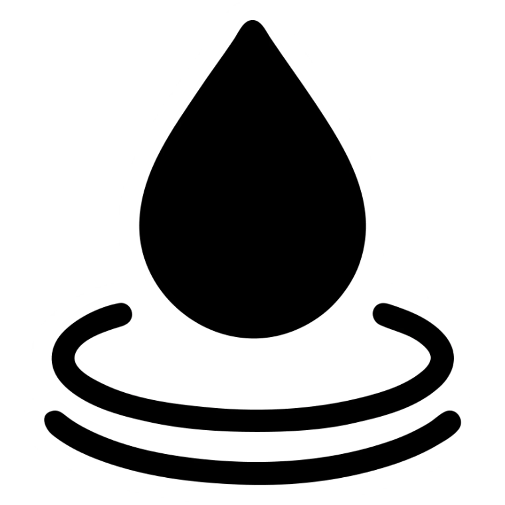 solid icon of a water droplet on glossy black mirror paint, minimal repellent effect with lines, elegant and minimal sticker