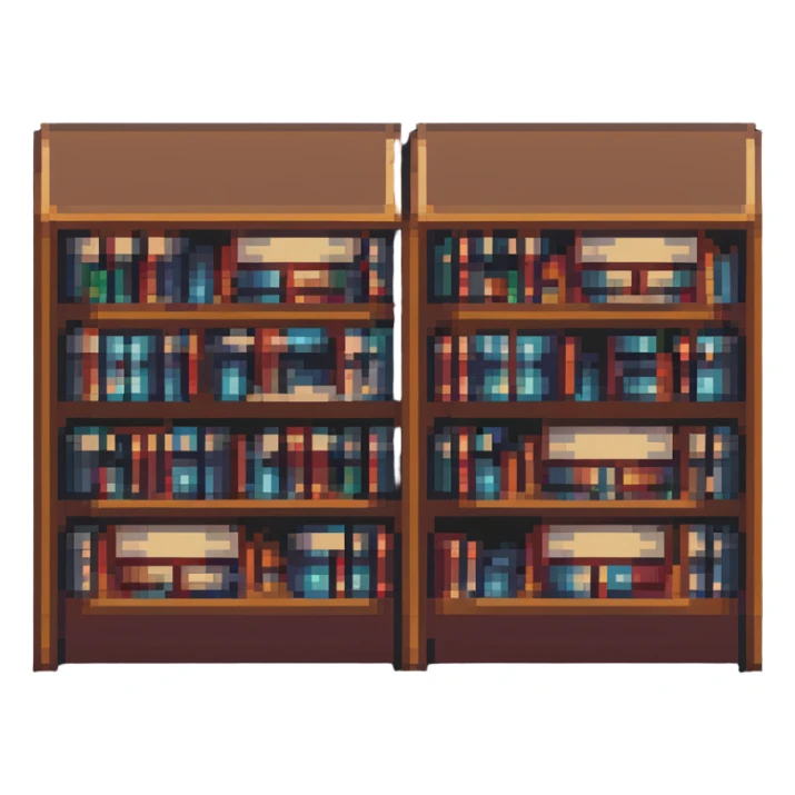library with bookshelves sticker