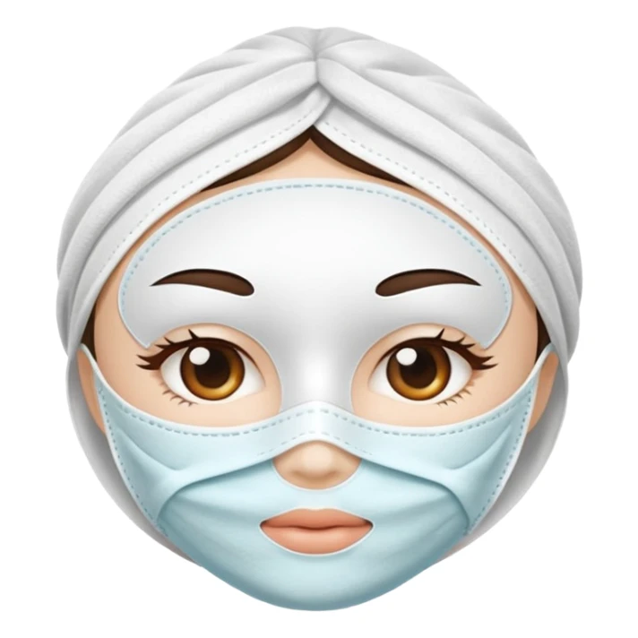a white skincare beauty mask pack for face, made with cloth sticker