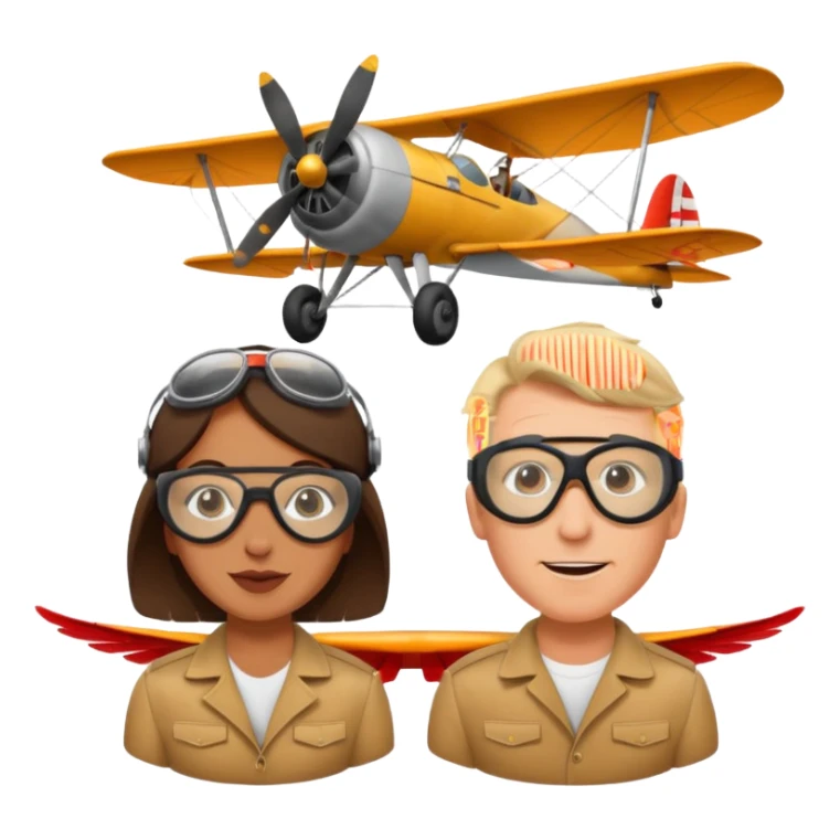White man and brown woman wingwalking on separate planes sticker