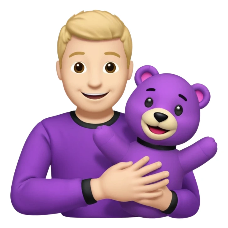 Bok the Hand Puppet from The Wiggles with purple bear puppet sticker