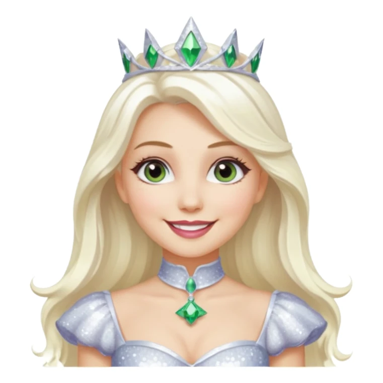 The Good Witch from Oz with long white blonde hair, white sequin outfit sticker