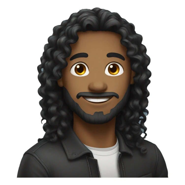 curly black long hair sticker