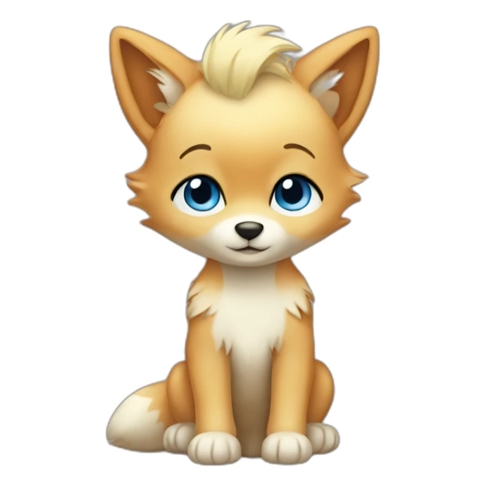 Blond Baby boy blue eyed with fox plush sticker