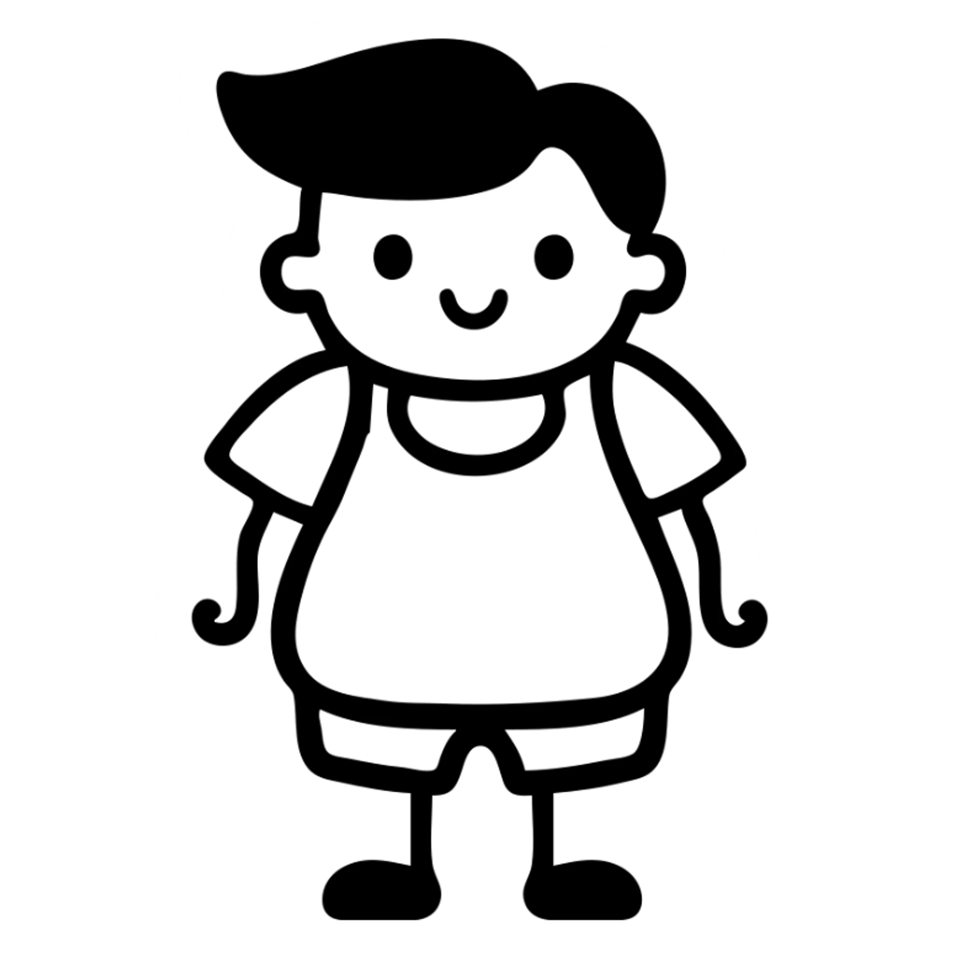 chubby boy with black hair styled upward in front, wearing a red and white checkered plaid apron sticker